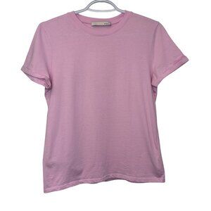OUI pink short-sleeved basic tee with ribbed round neckline size US 4